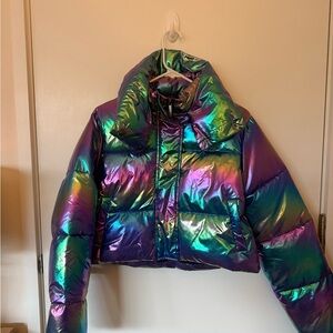 Unreal Fur Iridescent Puffer Jacket